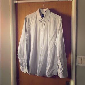 Hugo Boss Button-up (Gray/Light Blue Stripes)